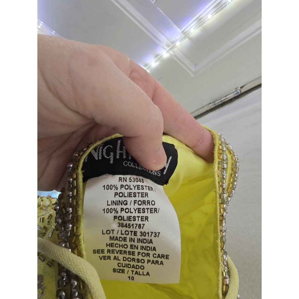 Nightway Collection NWT Yellow Beaded Halter Hi/lo Lined Formal Gown Ladies 10 - Picture 9 of 14